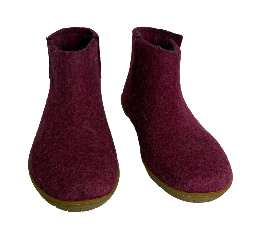 Women's 9 Glerups Boiled Wool Purple Slip On Booties